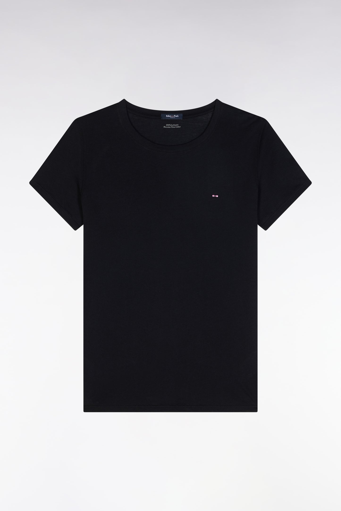 T-shirt à col rond en jersey de coton Pima léger noir coupe droite