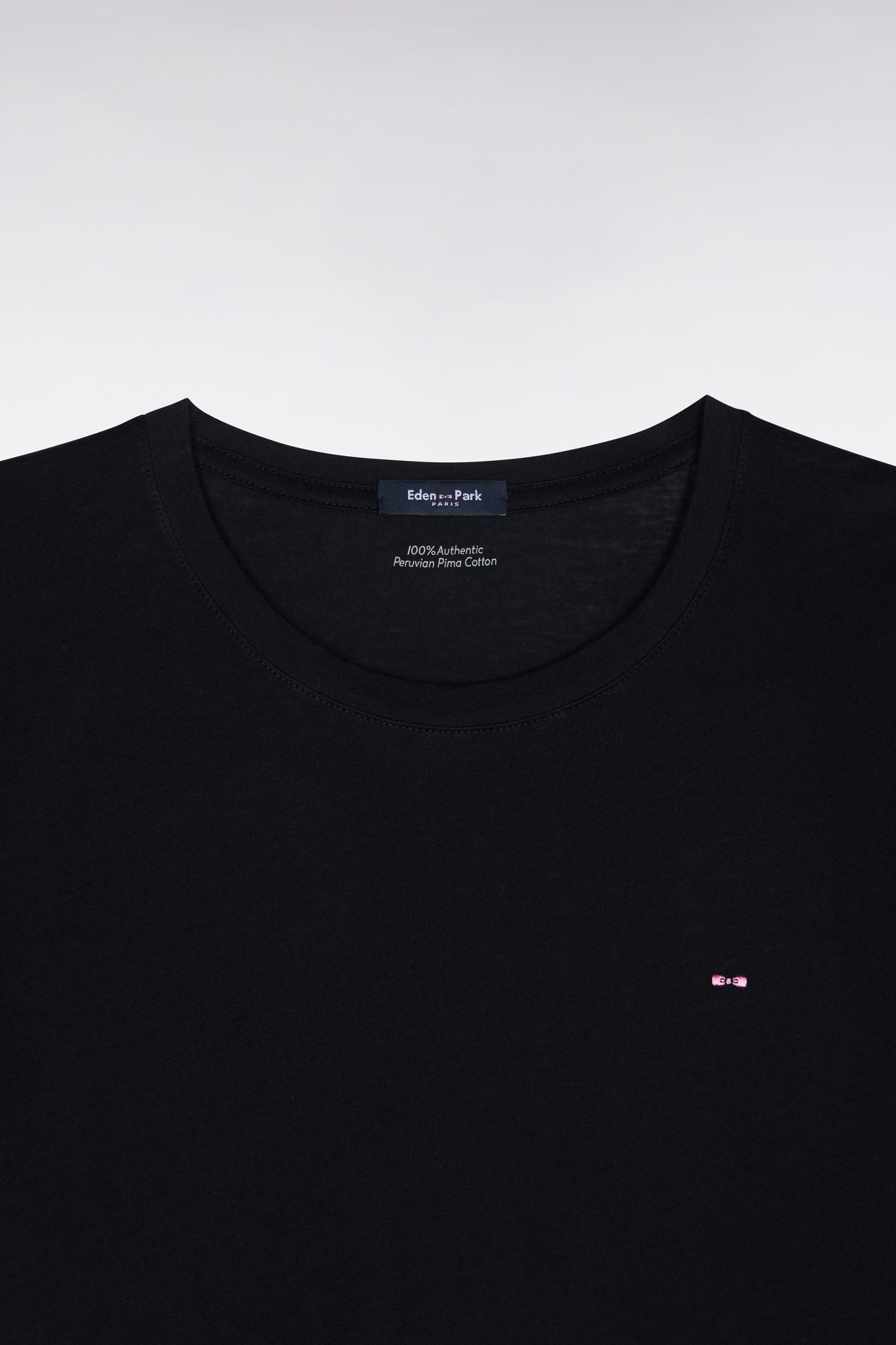T-shirt à col rond en jersey de coton Pima léger noir coupe droite