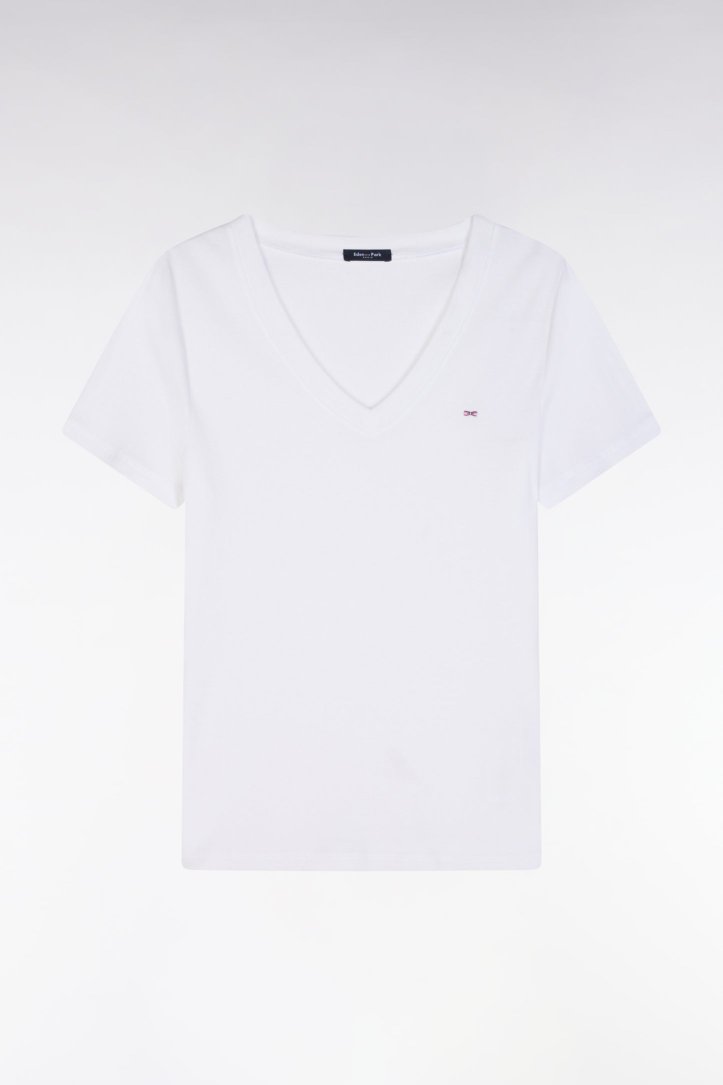 T-shirt en coton Pima côtelé blanc coupe ajustée