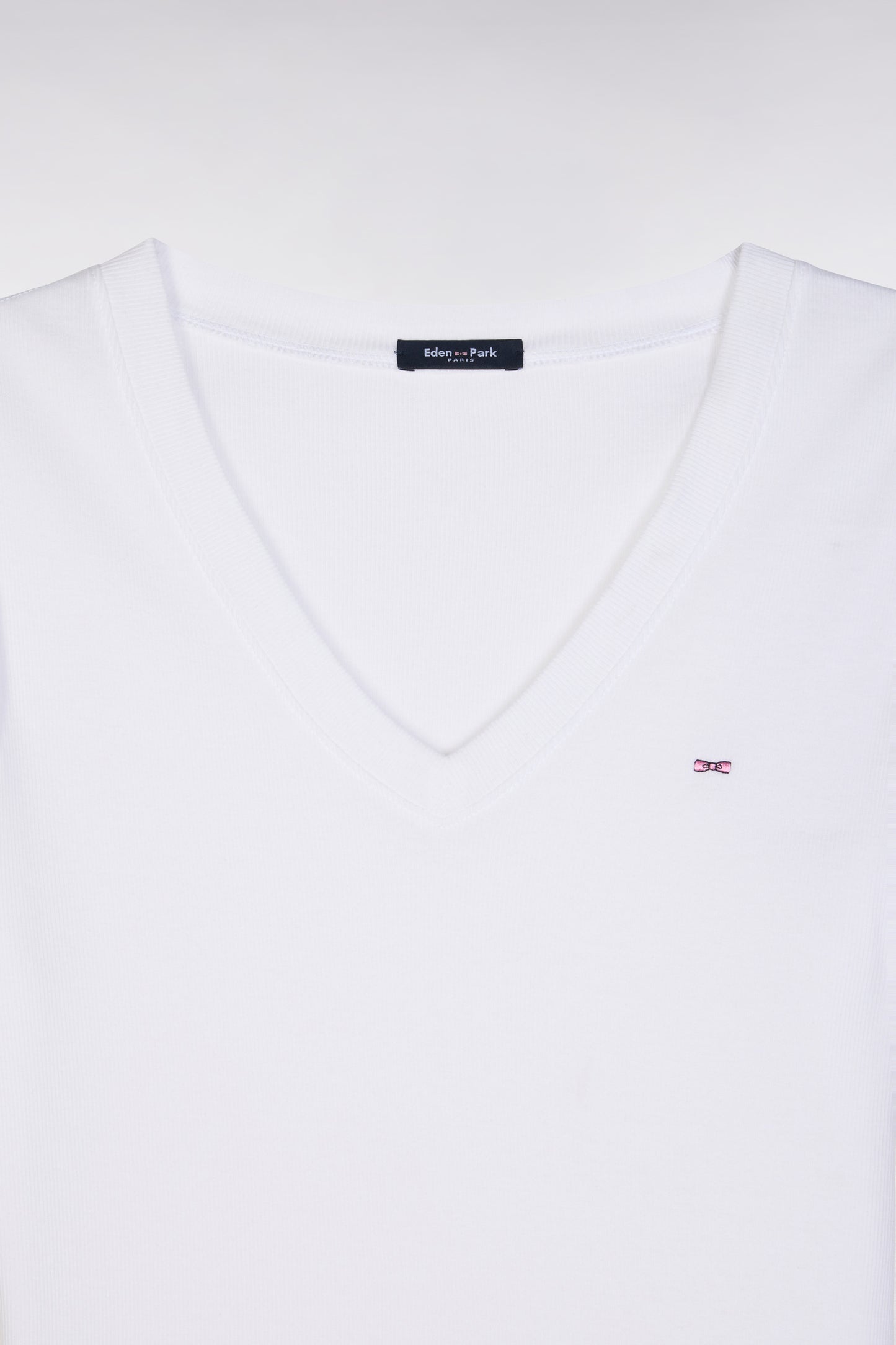 T-shirt en coton Pima côtelé blanc coupe ajustée