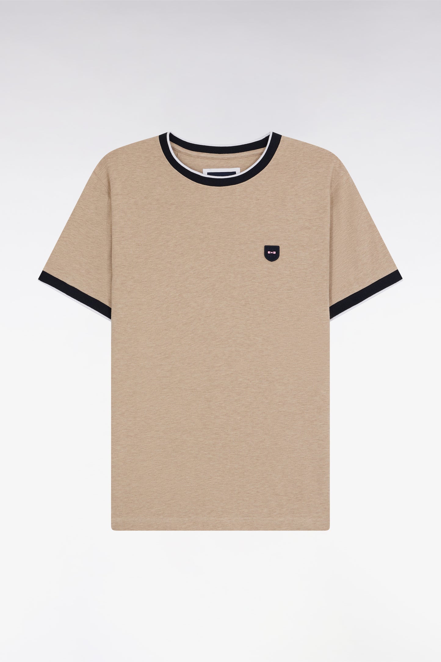 T-shirt en coton stretch beige coupe ajustée