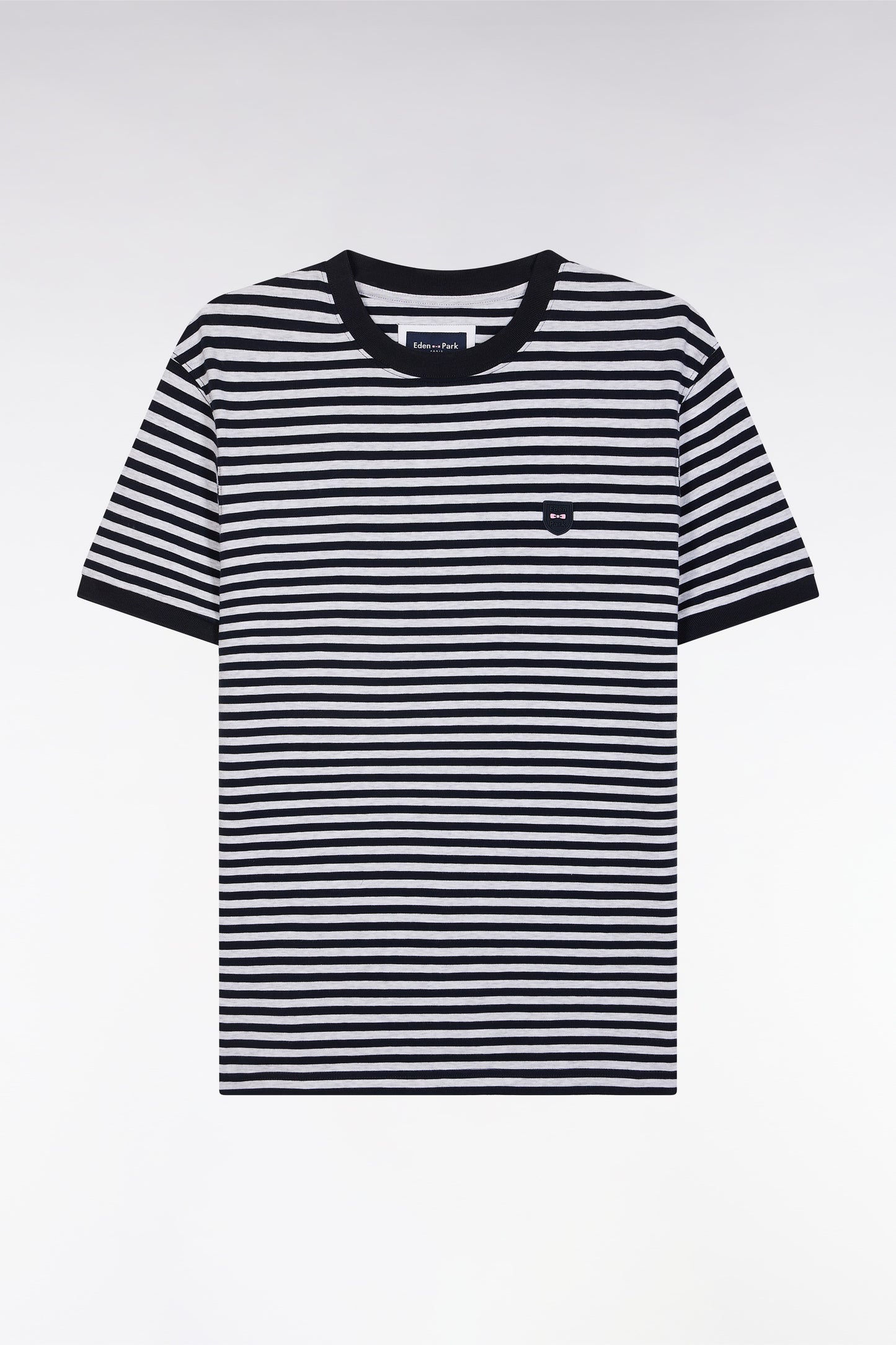 Slim-fit navy striped stretch cotton T-shirt