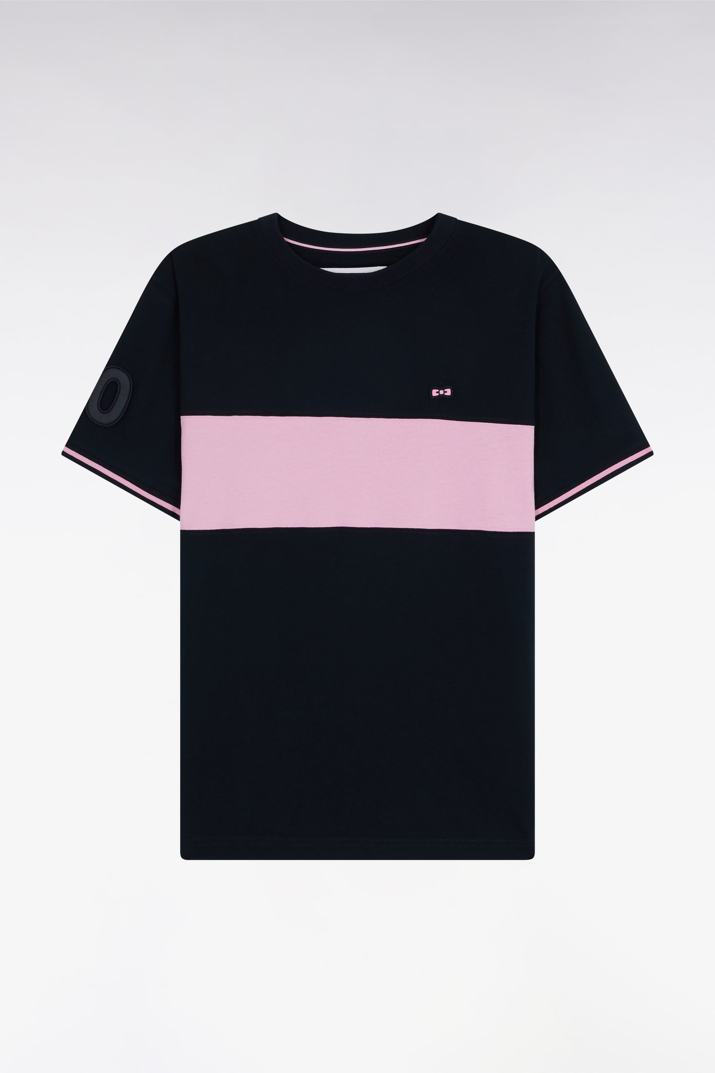 T-shirt en coton marine et rose coupe décontractée