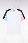 Straight-fit white cotton colorblock T-shirt