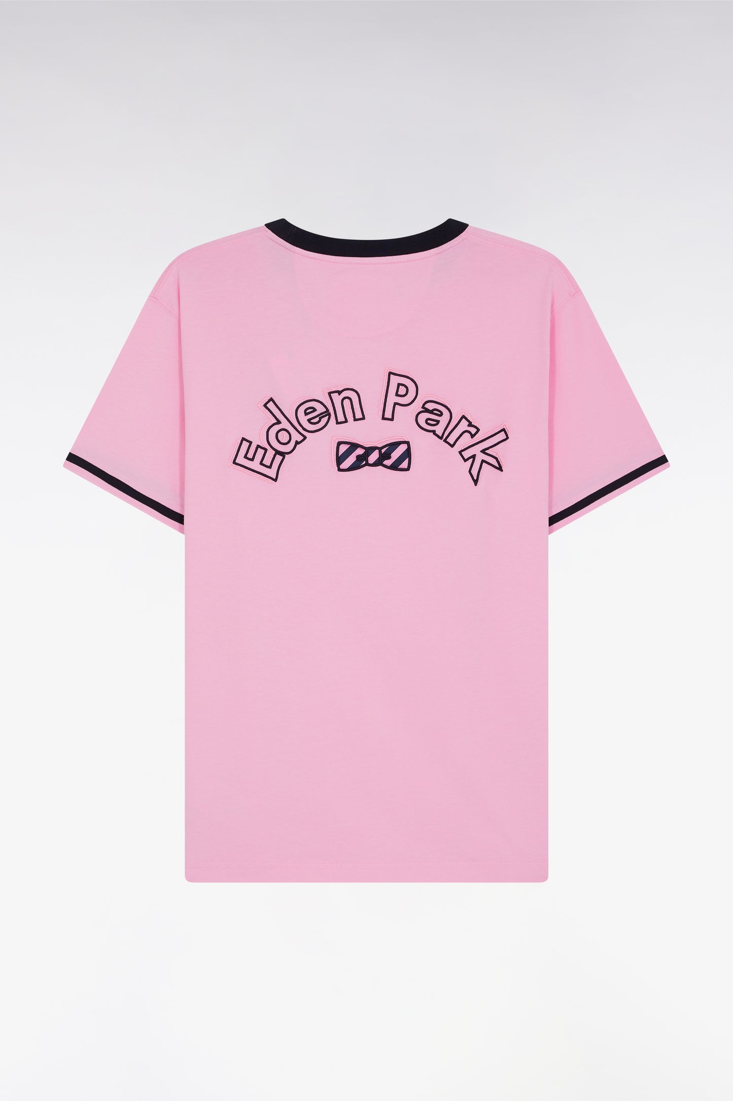 T-shirt en coton rose broderie nœud papillon Eden Park coupe droite