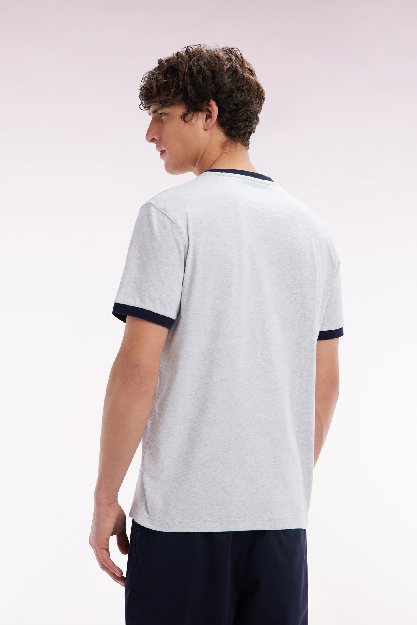 Grey cotton T-shirt, embroidery 10, relaxed fit