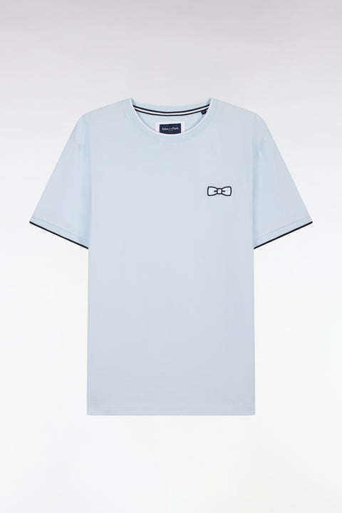 Sky cotton T-shirt with bow-tie embroidery, relaxed fit - Image 2