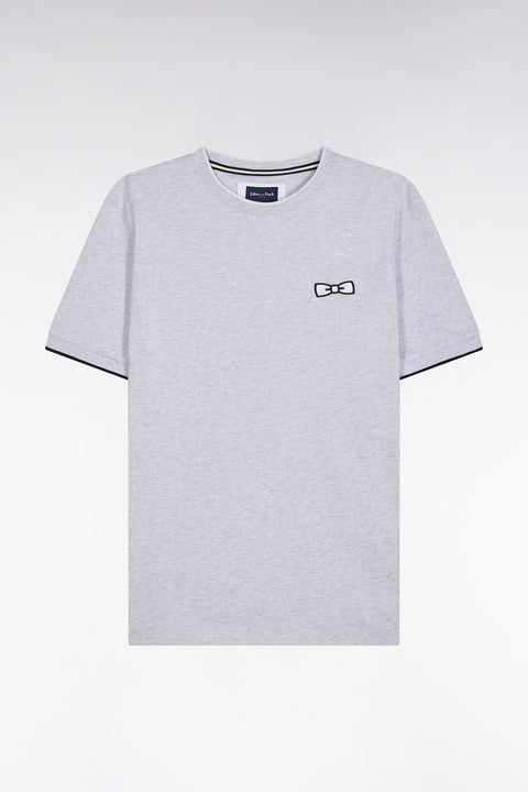 T-shirt en coton gris broderie nœud papillon coupe décontractée - Image 2