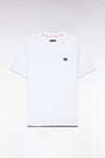 UNE white cotton t-shirt colored sleeves straight cut