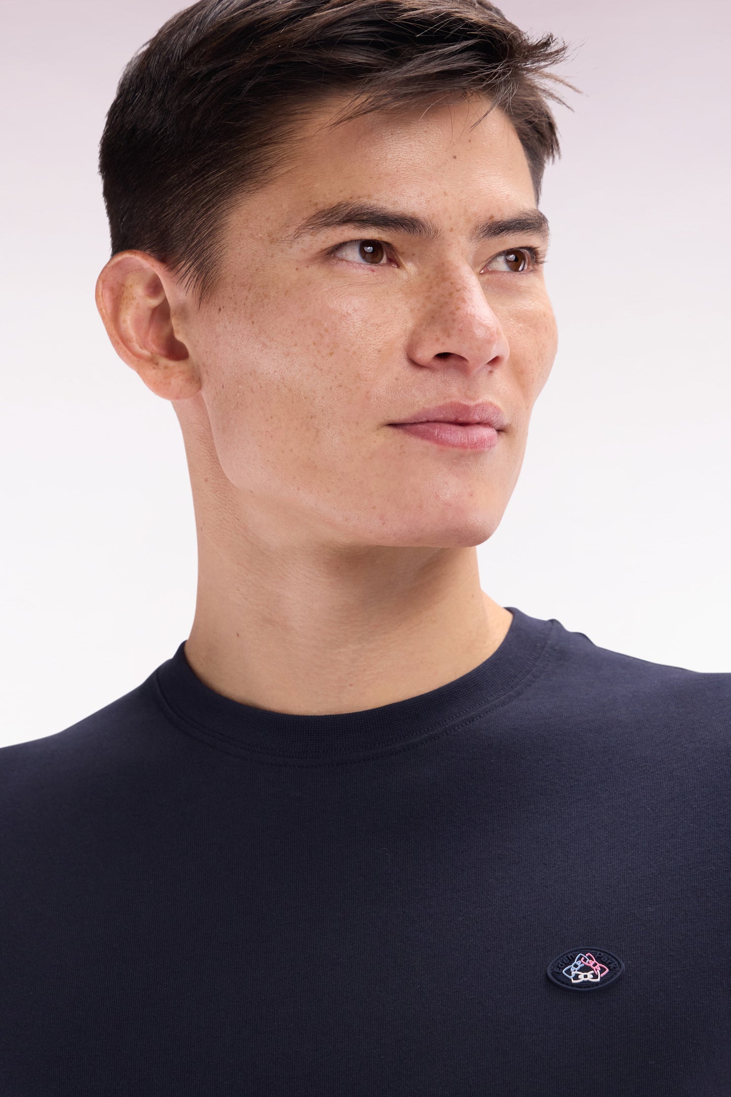UNA T-shirt in navy colored sleeves straight cut