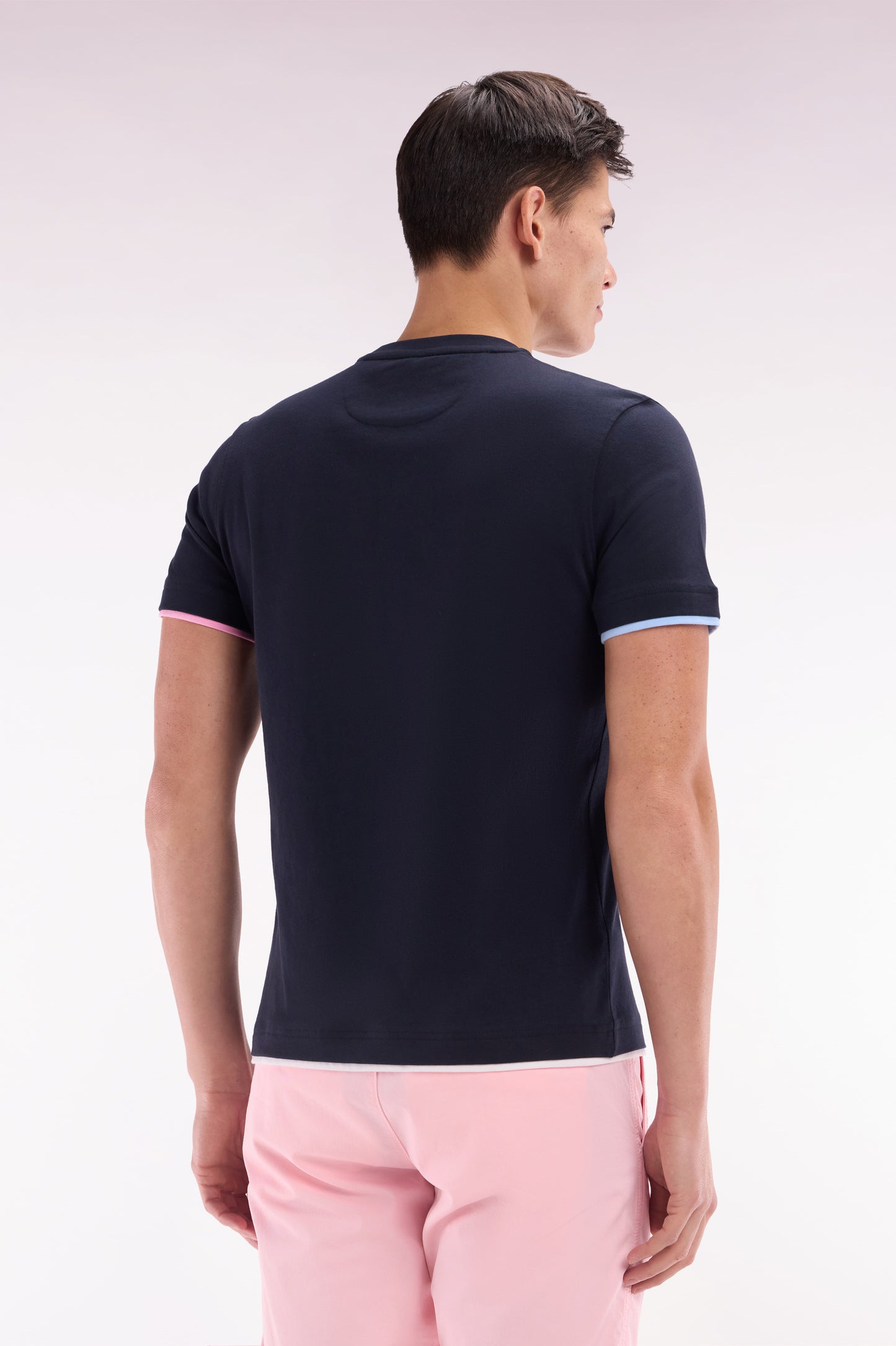 UNA T-shirt in navy colored sleeves straight cut