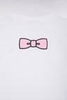 T-shirt en coton blanc nœud papillon dos coupe droite