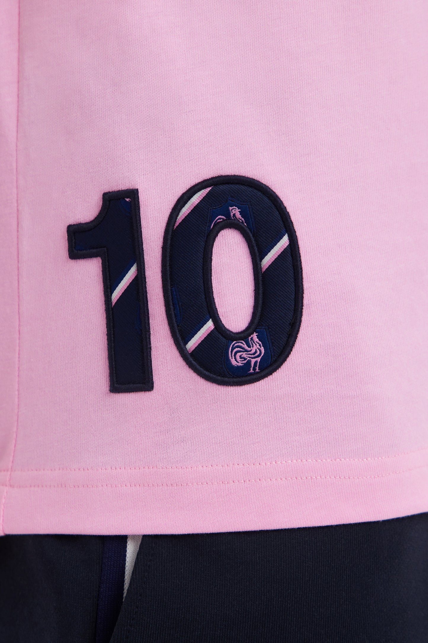 XV de France two-tone T-shirt in pink cotton, straight cut
