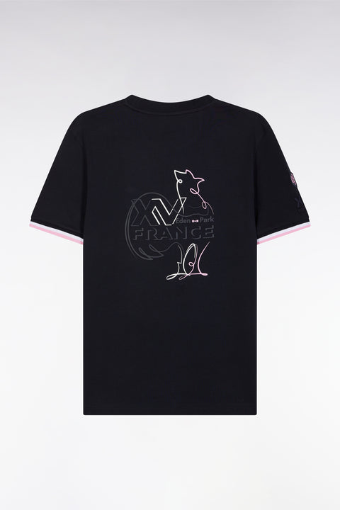 XV de France T-shirt in navy cotton with Coq flocking, straight cut - Image 2