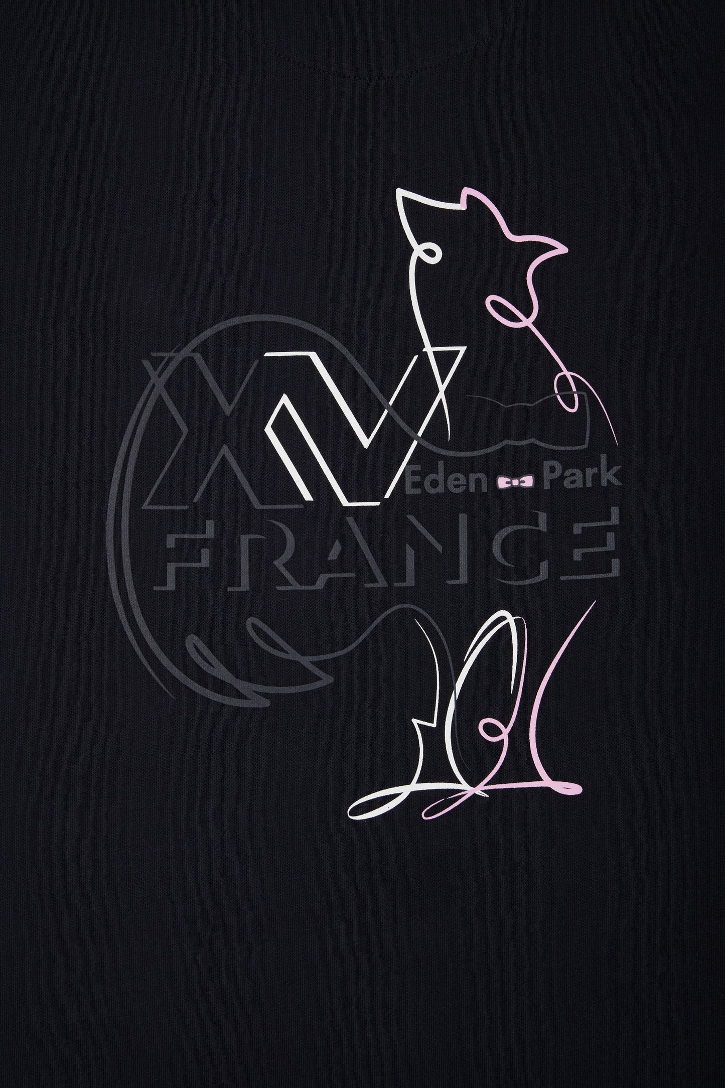 T-shirt XV de France en coton marine flocage Coq coupe droite