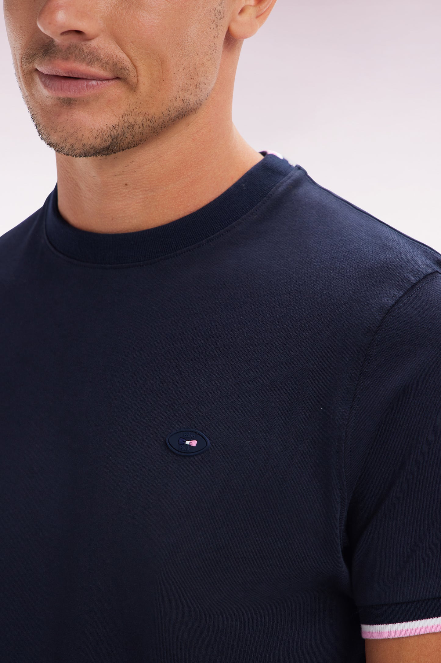 French XV T-shirt in Cotton Marine Embroidery 10 Straight Cup