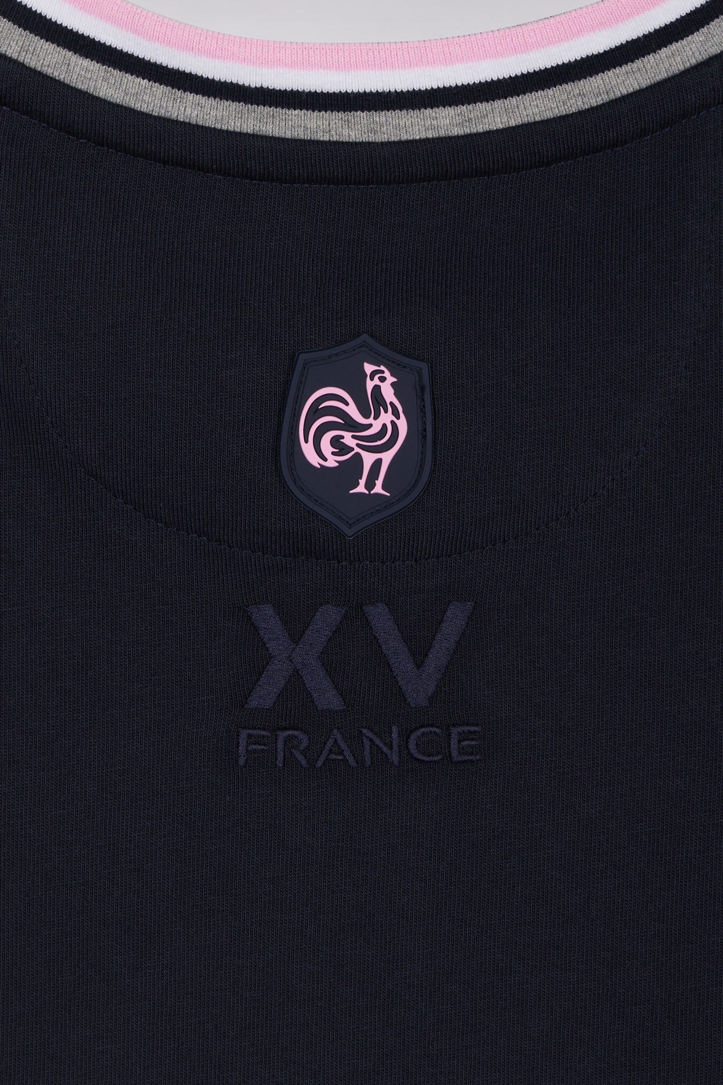 French XV T-shirt in Cotton Marine Embroidery 10 Straight Cup
