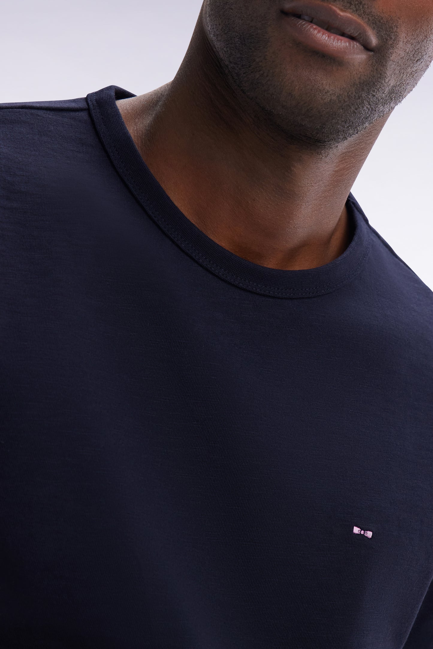 Cotton jersey t-shirt Slub Marine straight cut