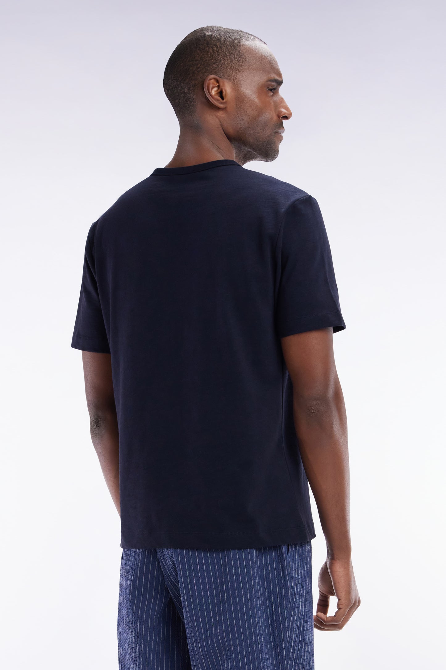 Cotton jersey t-shirt Slub Marine straight cut