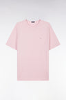 T-shirt en jersey de coton slub rose coupe droite
