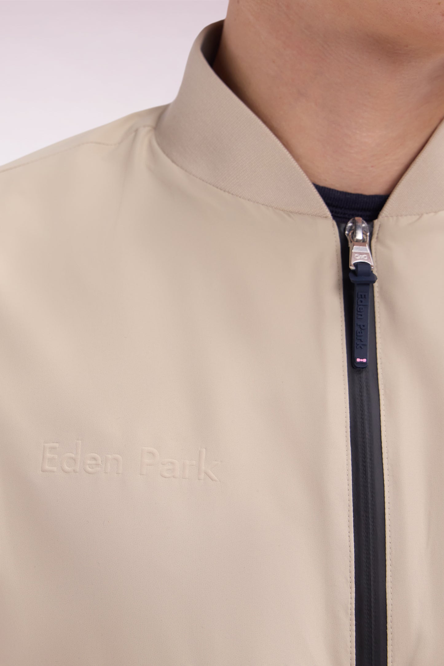 Blouson zippé en polyamide Soft Touch à col Teddy beige