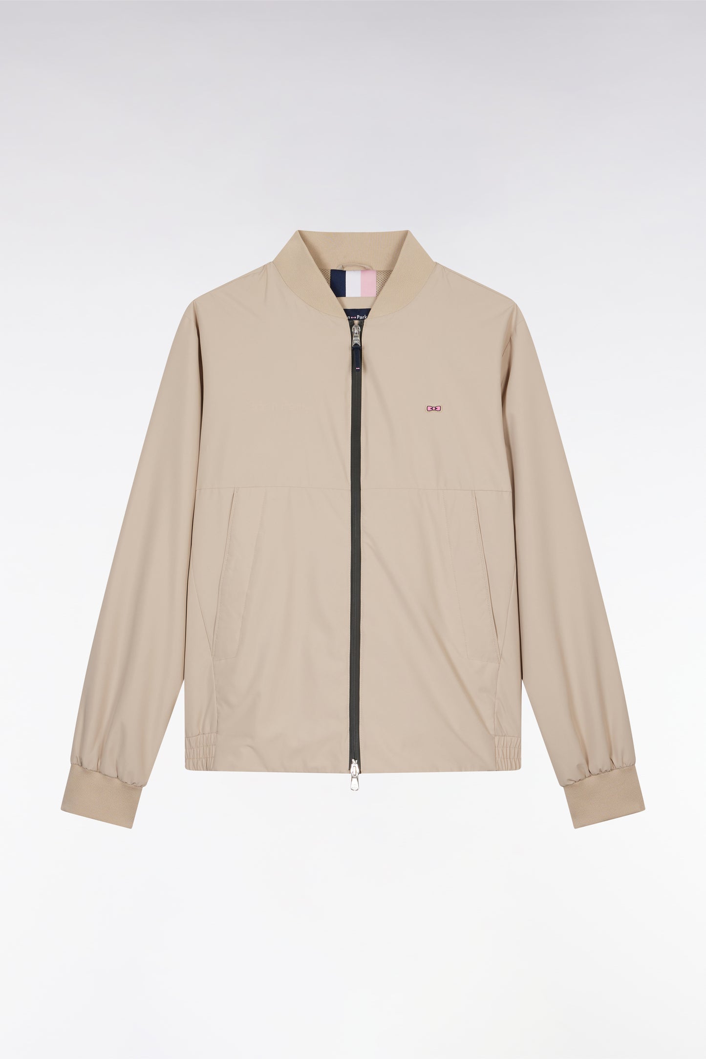 Blouson zippé en polyamide Soft Touch à col Teddy beige
