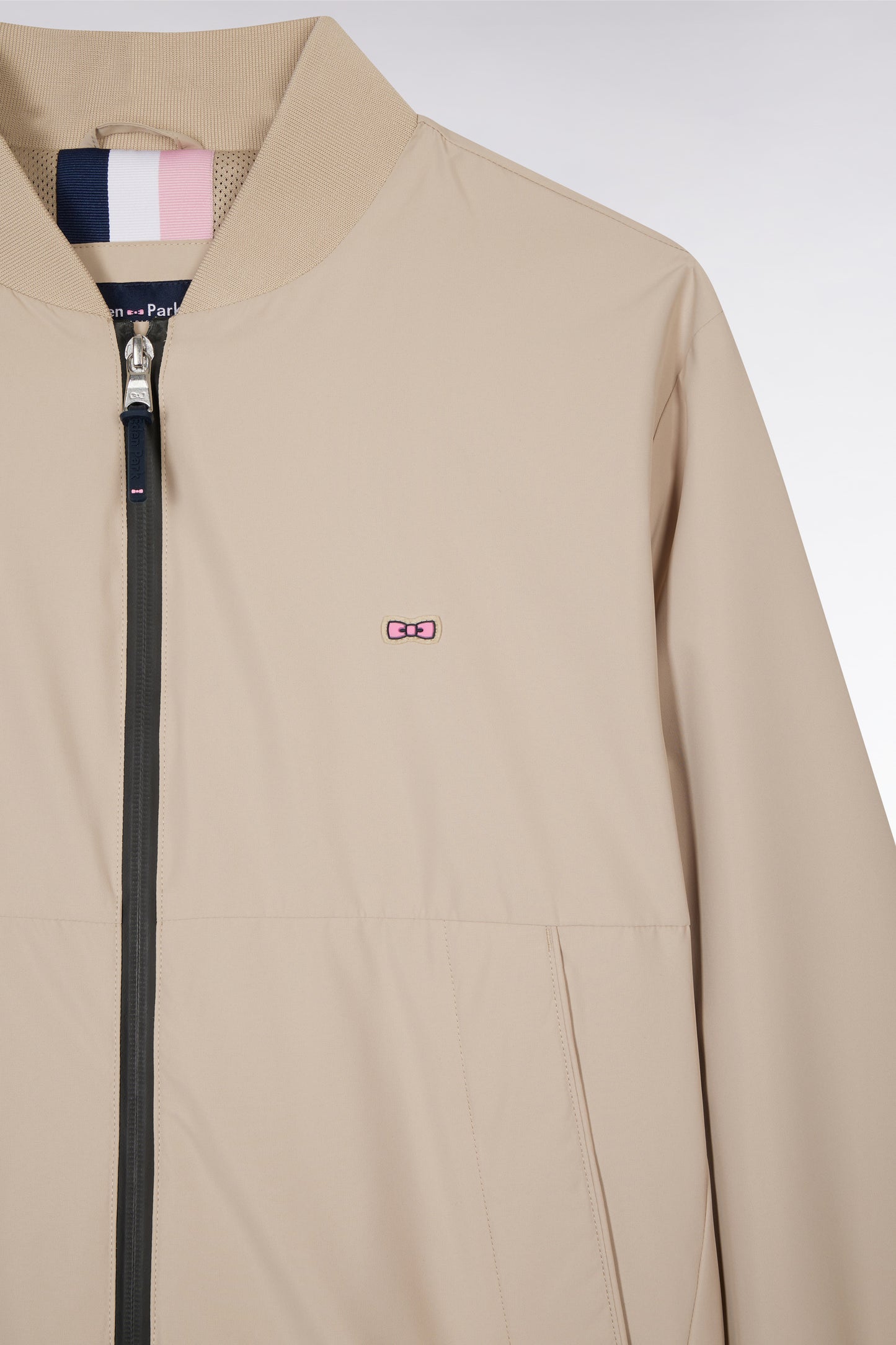 Blouson zippé en polyamide Soft Touch à col Teddy beige