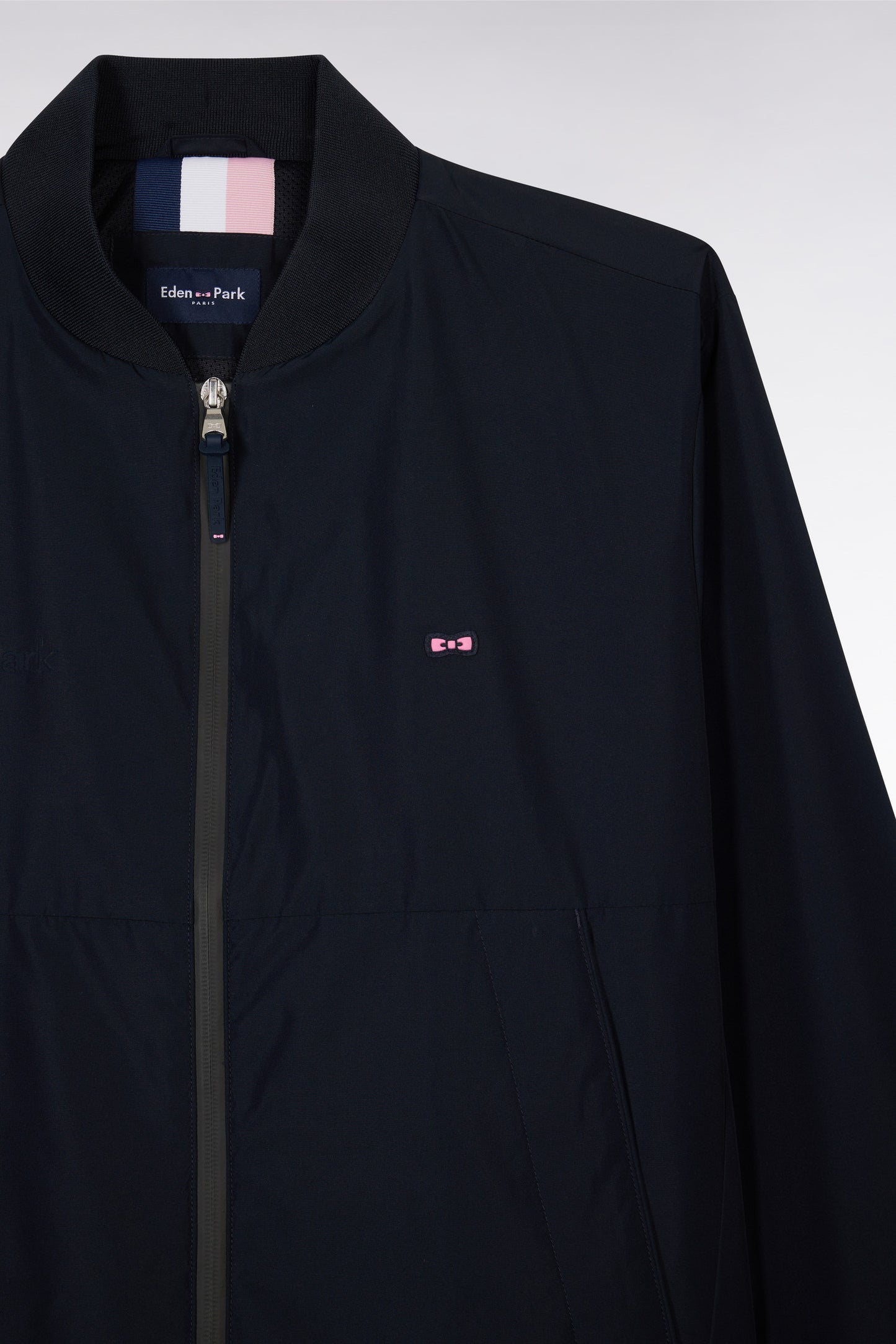 Blouson zippé en polyamide Soft Touch à col Teddy marine