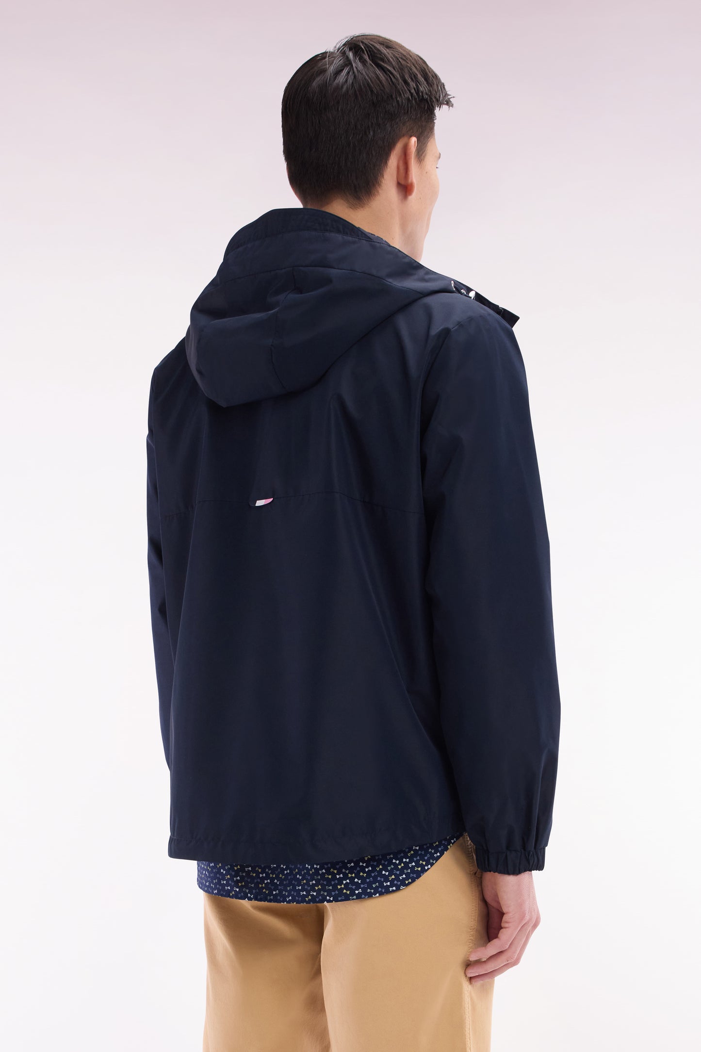 Blouson coupe-vent en polyamide Soft Touch à capuche marine