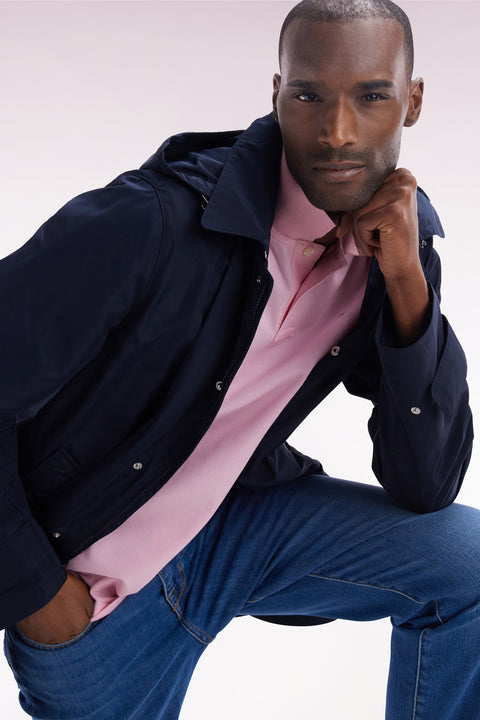 Navy blue hooded raincoat - Image 3