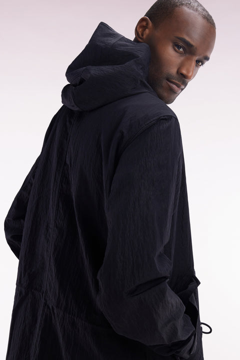 Parka légère à capuche intégrée noire - Image 3