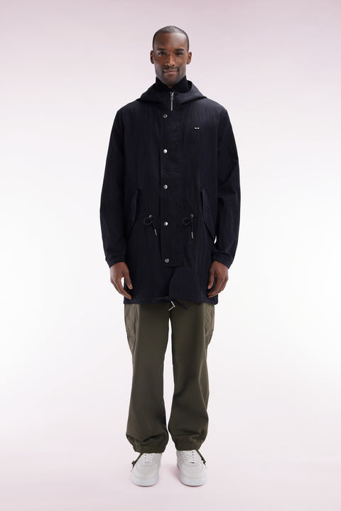 Parka légère à capuche intégrée noire - Image 1