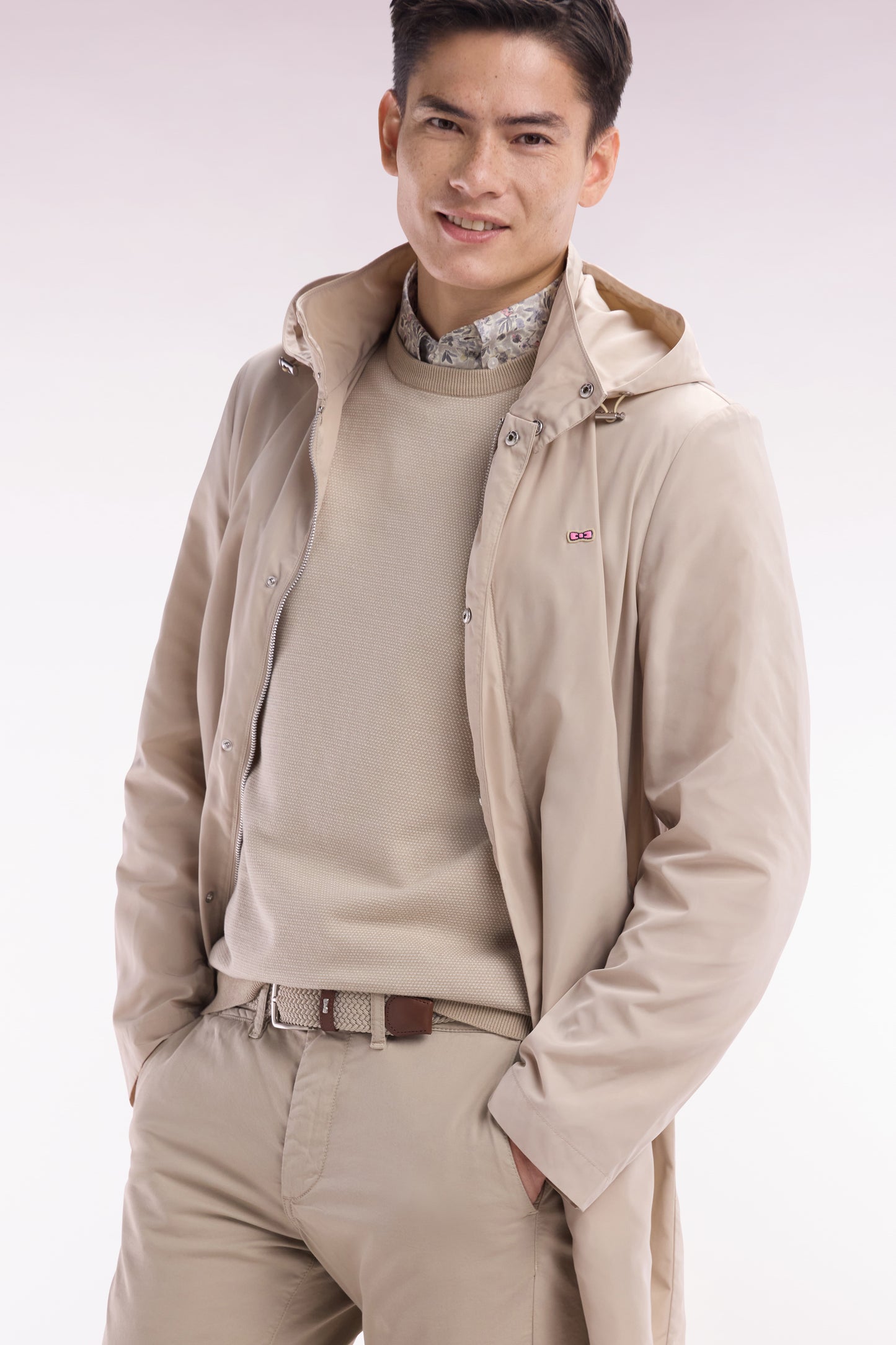 Beige hooded parka