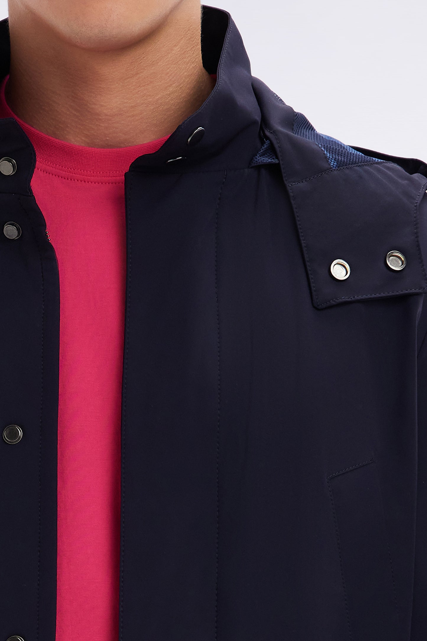 Navy blue hooded parka