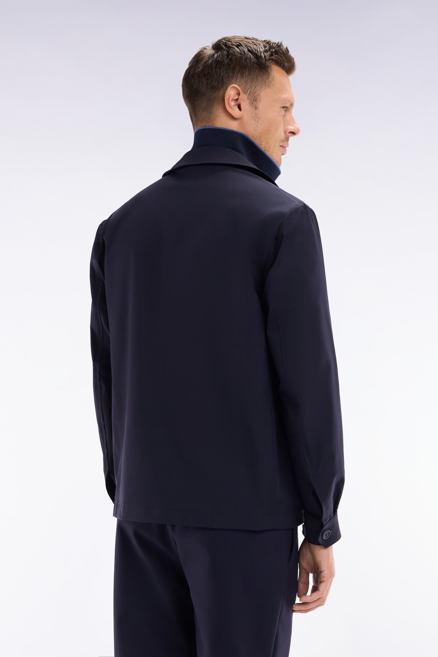 Navy blue overshirt jacket with patch pockets