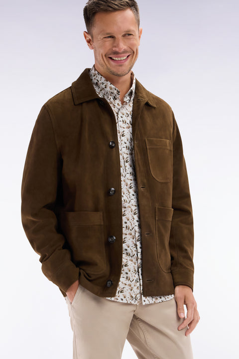 Brown suede leather overshirt - Image 3