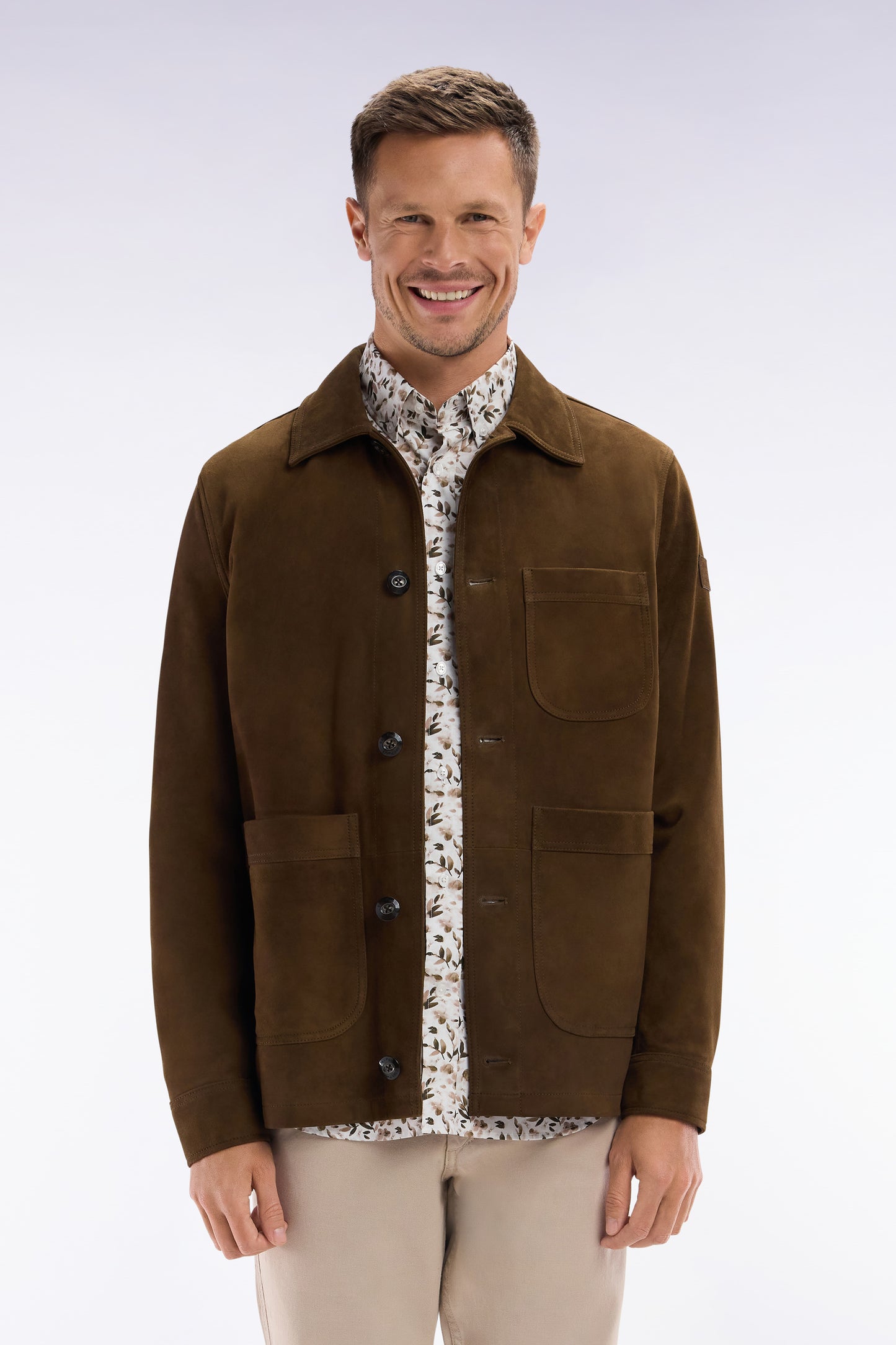 Brown suede leather overshirt