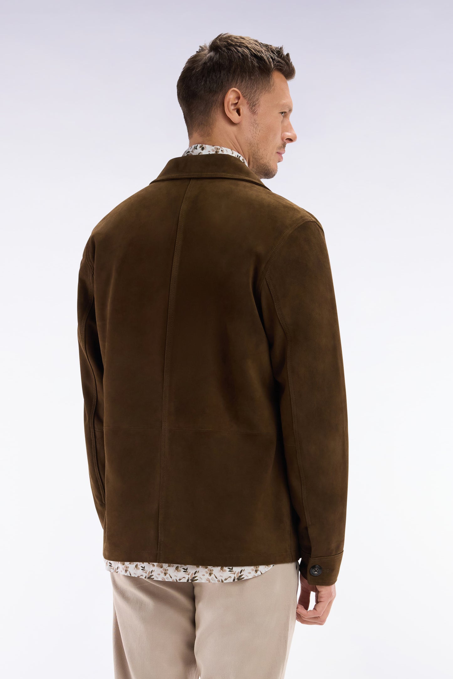 Brown suede leather overshirt