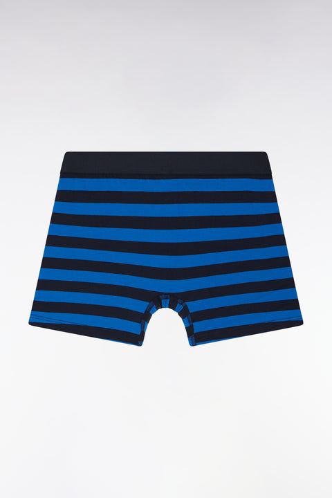 Boxer en jersey de coton stretch cerclé marine et bleu - Image 2