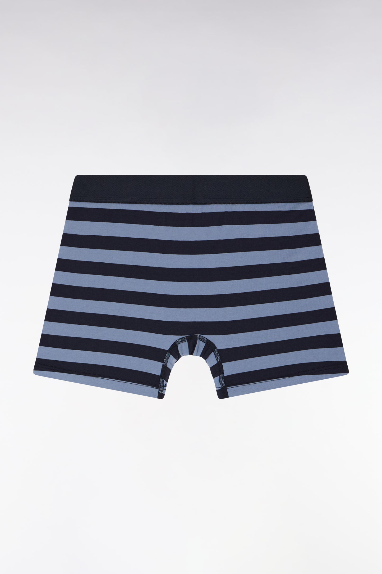 Boxer shorts in stretch cotton jersey with navy and grey stripes