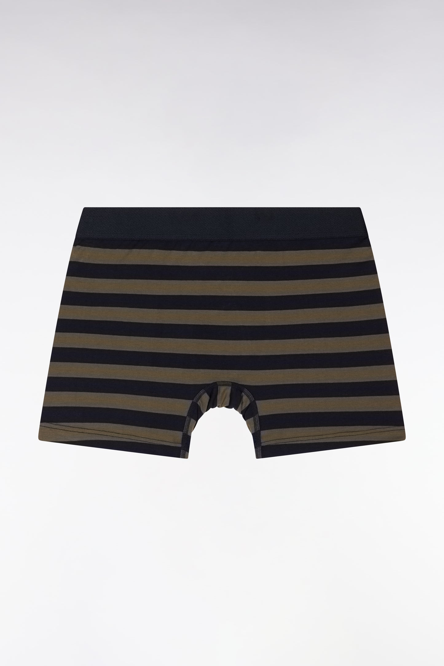 Boxer shorts in stretch cotton jersey with navy and khaki stripes