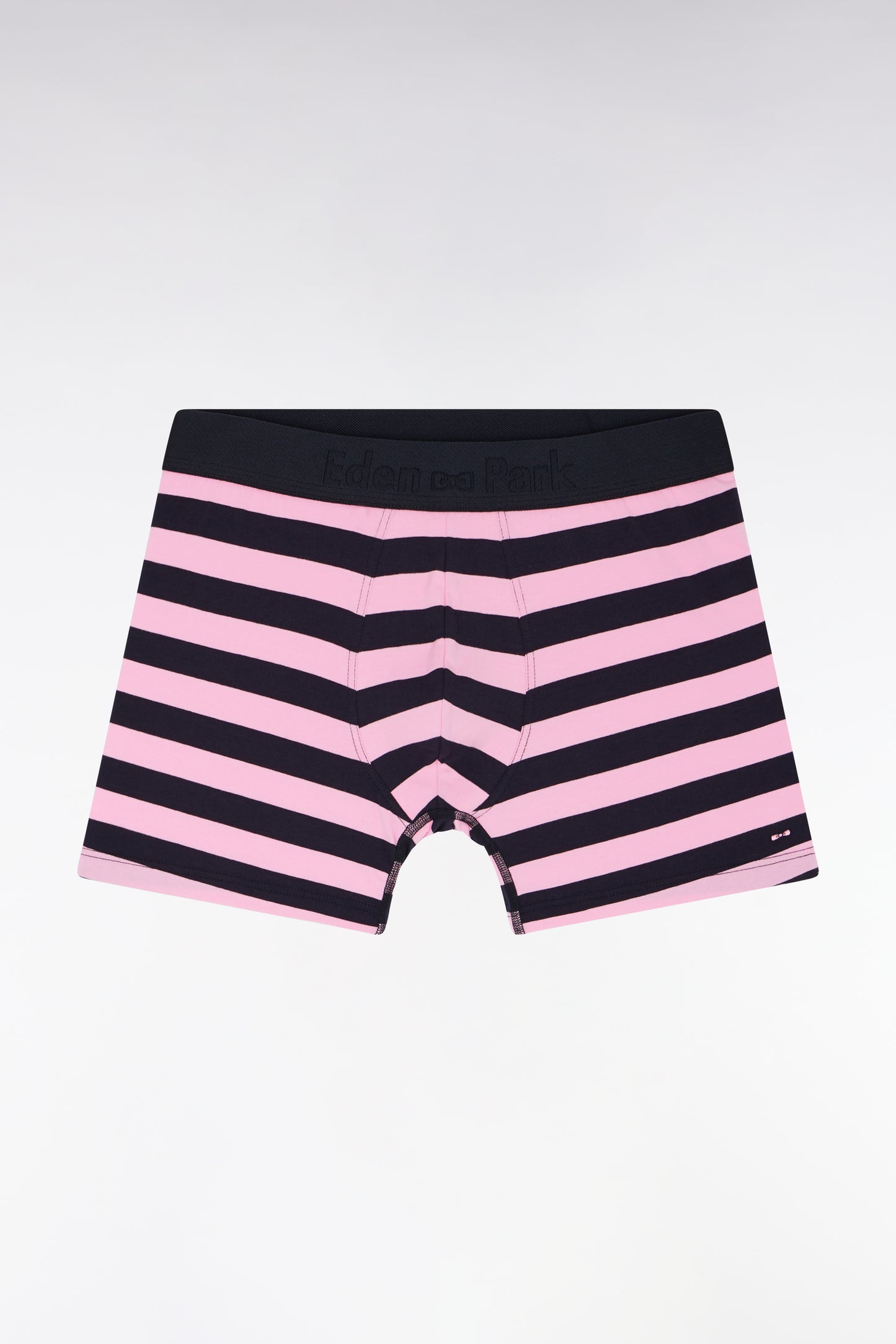 Boxer en jersey de coton stretch cerclé marine et rose
