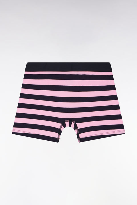Boxer en jersey de coton stretch cerclé marine et rose - Image 2