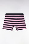 Boxer en jersey de coton stretch cerclé marine et rose