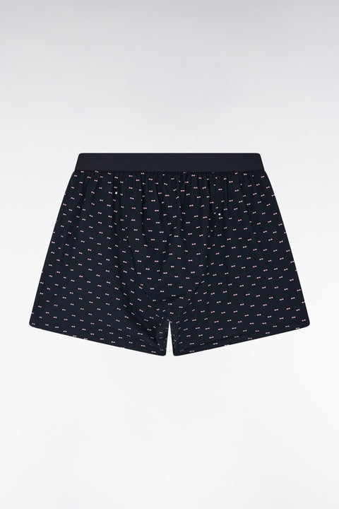 Boxer en jersey de coton à micromotifs nœuds papillon marine - Image 1