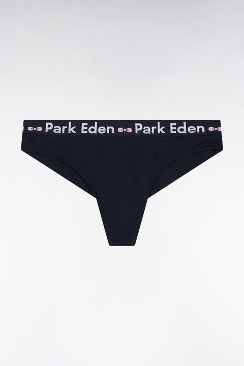 Culotte tanga en coton stretch marine - Image 2