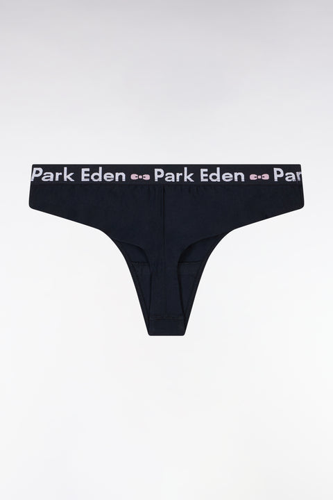 Culotte tanga en coton stretch marine - Image 1