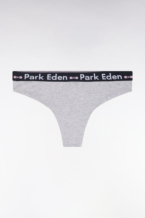 Culotte tanga en coton stretch gris - Image 1