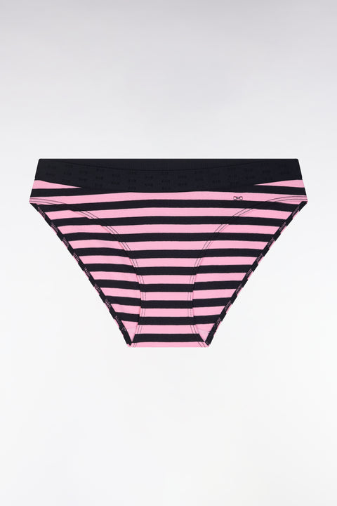 Culotte en modal stretch cerclé marine et rose - Image 1