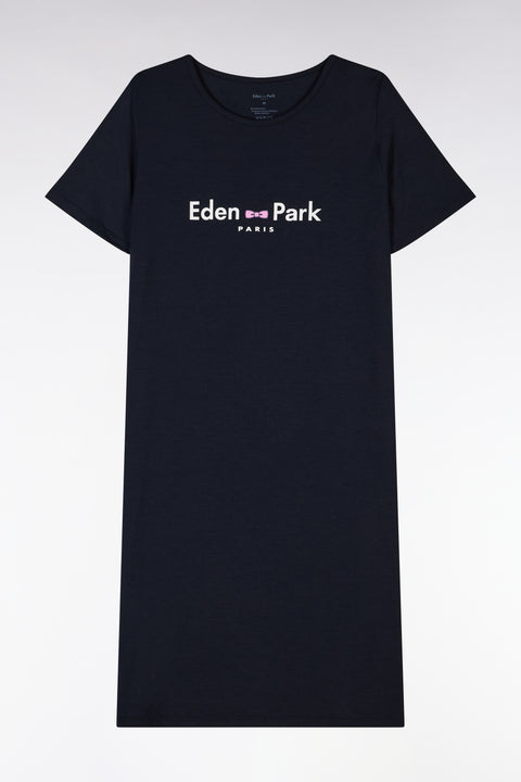 Chemise de nuit en modal stretch marine logo Eden Park - Image 1